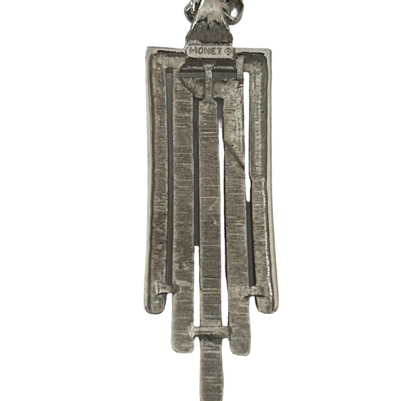 Vintage Monet 28” Silver-Tone Geometric Pendant Necklace - Picture 4 of 5